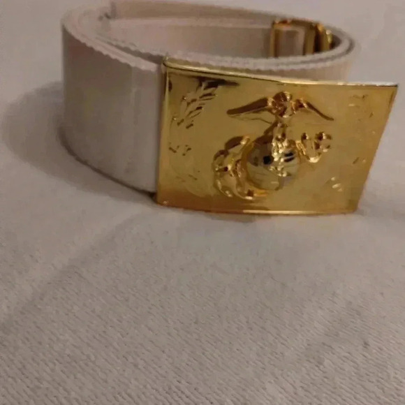 US Marine dress belt brass buckle white military - Picture 4 of 9